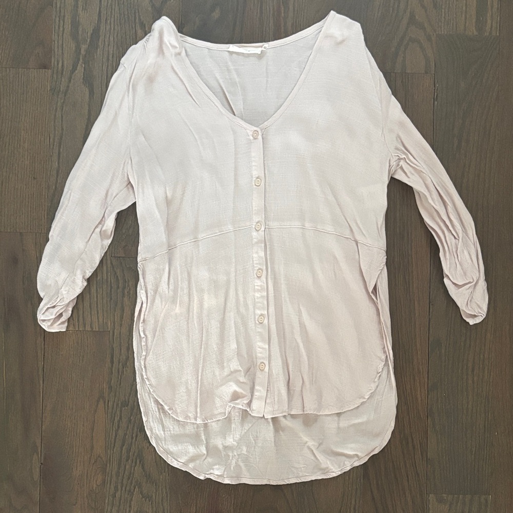 Lush Women's Light Pink Button-Up Top, Size XS